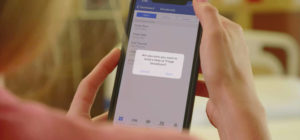 up-close of secure texting and broadcasting feature used to communicate with the patient care team