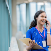 nurse talking on the phone